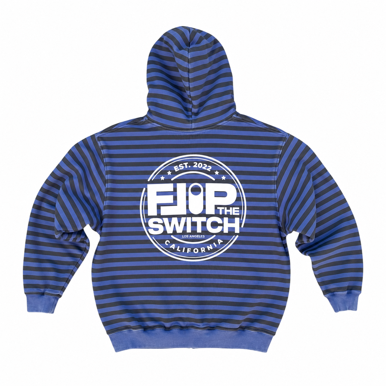 Flip The Switch Vintage Black Blue Stripe Zip Hoodie