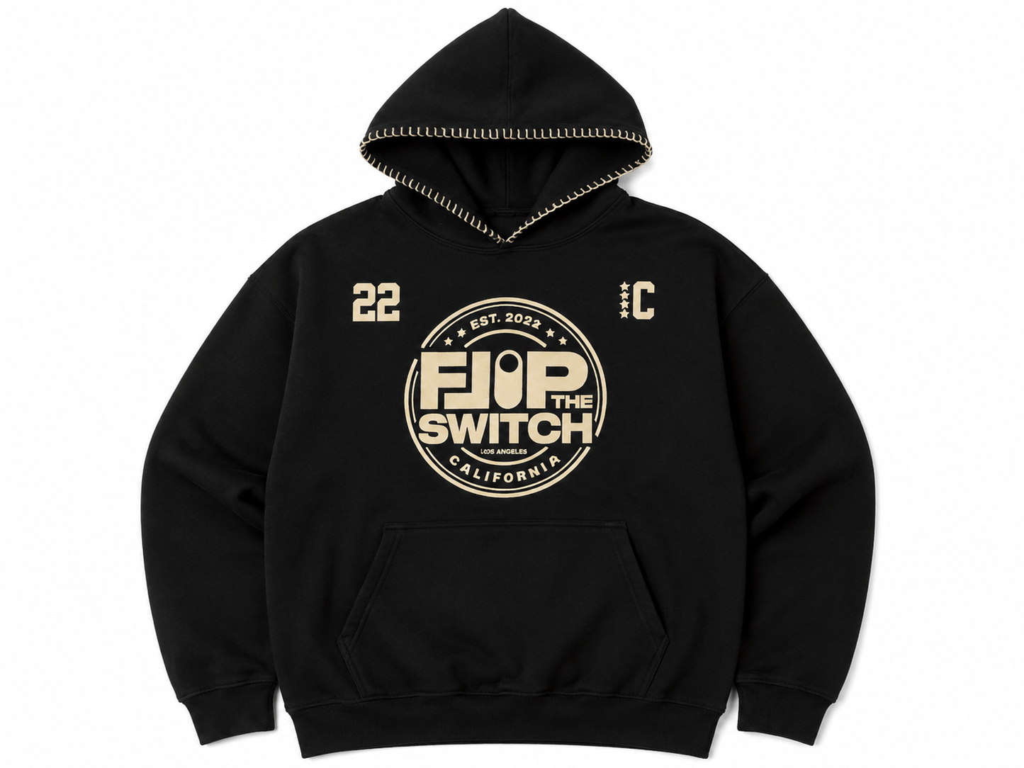 FLIP THE SWITCH Black Puff Print Stitch Hoodie