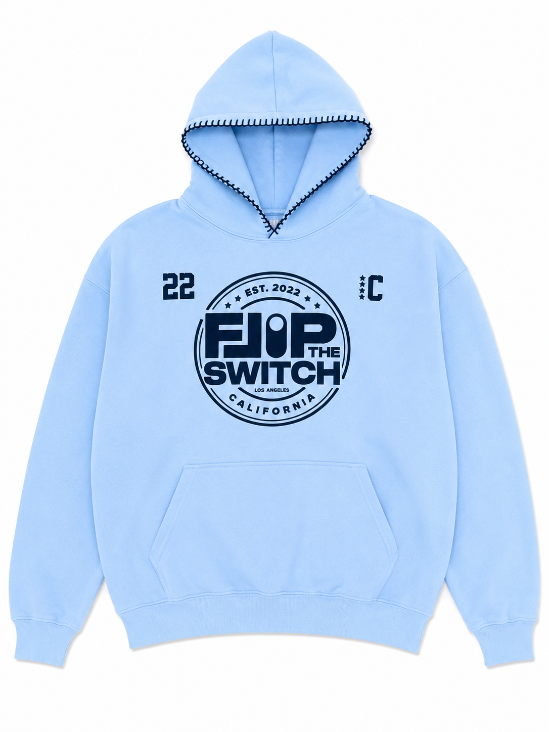 FLIP THE SWITCH Blue Puff Print Stitch Hoodie
