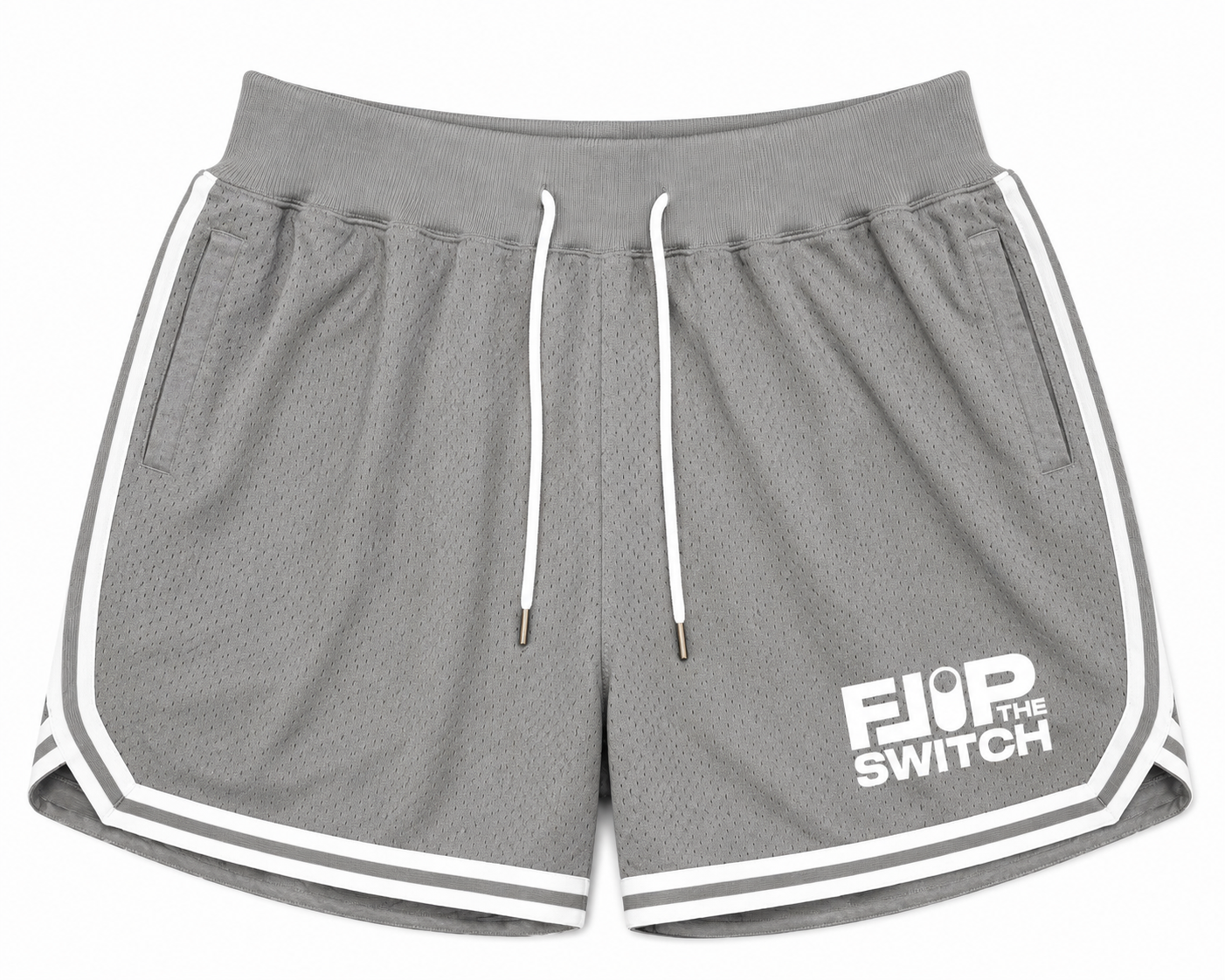 FLIP THE SWITCH Retro Gray Shaka Wear Basketball Shorts