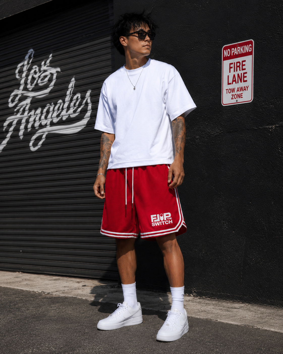 FLIP THE SWITCH Retro Red Shaka Wear Basketball Shorts