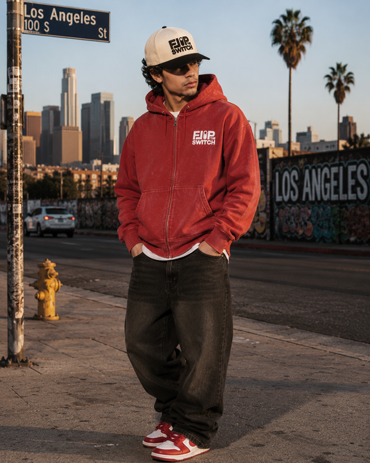 Flip The Switch Red Full Zip Up Hoodie